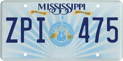 MS license plate ZPI475