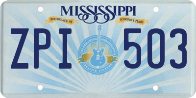 MS license plate ZPI503