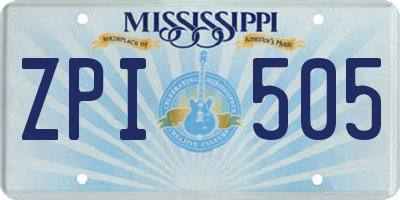 MS license plate ZPI505