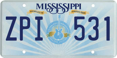 MS license plate ZPI531