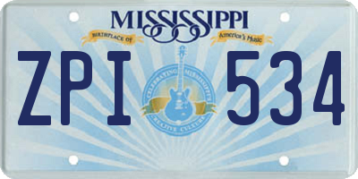 MS license plate ZPI534