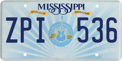 MS license plate ZPI536