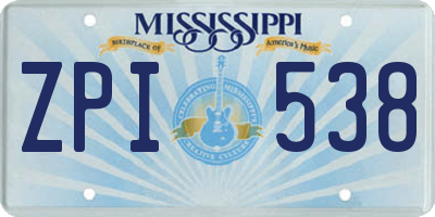 MS license plate ZPI538
