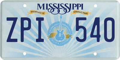 MS license plate ZPI540