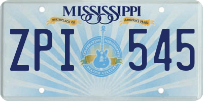 MS license plate ZPI545
