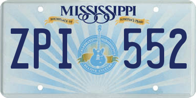MS license plate ZPI552