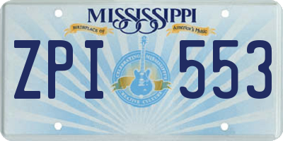 MS license plate ZPI553