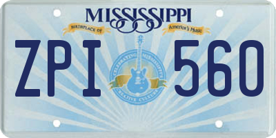 MS license plate ZPI560