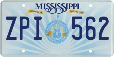 MS license plate ZPI562