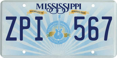 MS license plate ZPI567