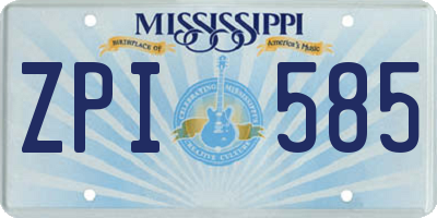 MS license plate ZPI585