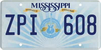 MS license plate ZPI608