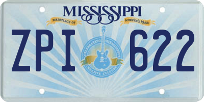 MS license plate ZPI622