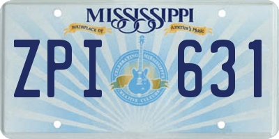 MS license plate ZPI631