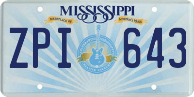 MS license plate ZPI643