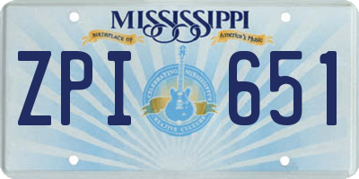 MS license plate ZPI651
