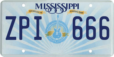 MS license plate ZPI666