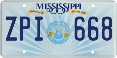 MS license plate ZPI668