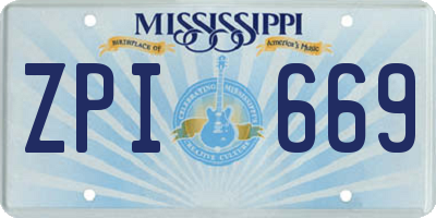 MS license plate ZPI669