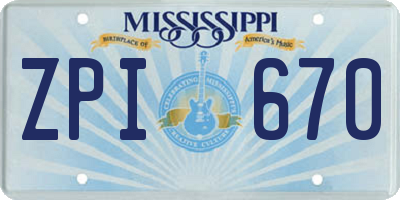 MS license plate ZPI670