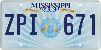 MS license plate ZPI671