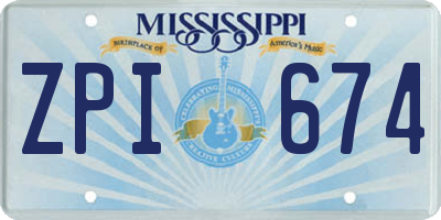 MS license plate ZPI674