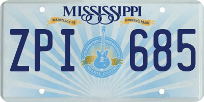 MS license plate ZPI685