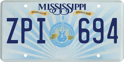 MS license plate ZPI694