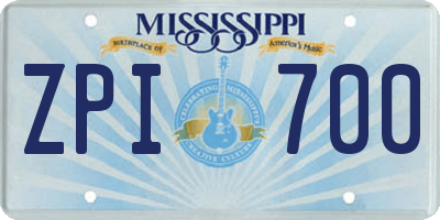 MS license plate ZPI700
