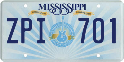 MS license plate ZPI701