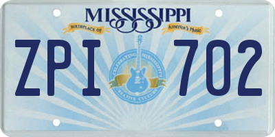 MS license plate ZPI702