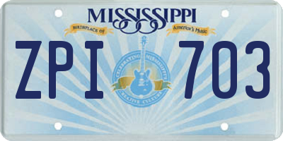 MS license plate ZPI703
