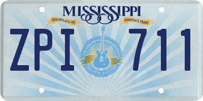 MS license plate ZPI711