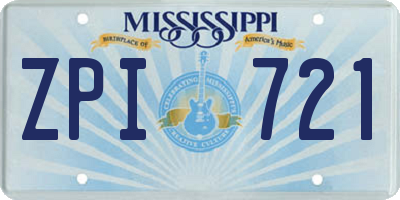 MS license plate ZPI721