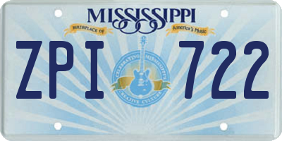 MS license plate ZPI722