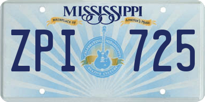 MS license plate ZPI725