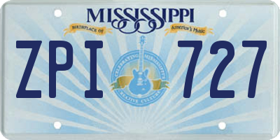 MS license plate ZPI727