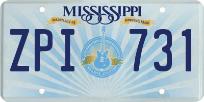 MS license plate ZPI731