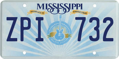 MS license plate ZPI732