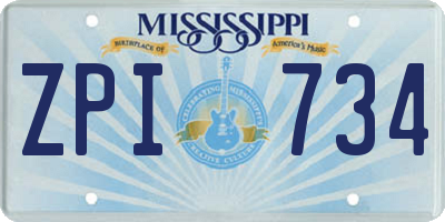 MS license plate ZPI734