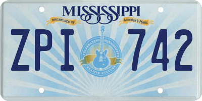 MS license plate ZPI742