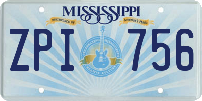 MS license plate ZPI756