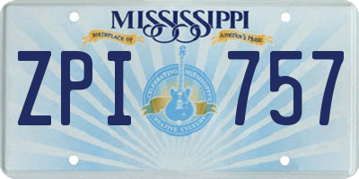 MS license plate ZPI757