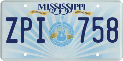 MS license plate ZPI758