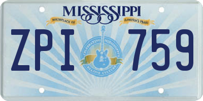 MS license plate ZPI759