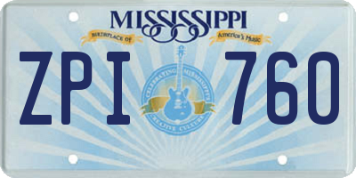 MS license plate ZPI760