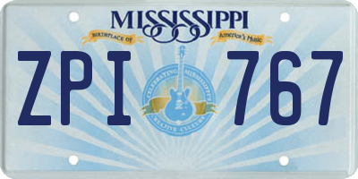 MS license plate ZPI767