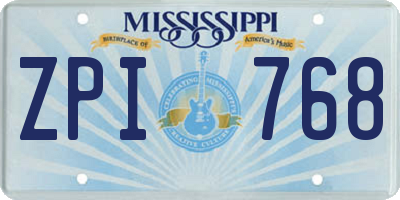 MS license plate ZPI768