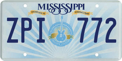 MS license plate ZPI772