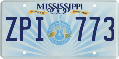 MS license plate ZPI773